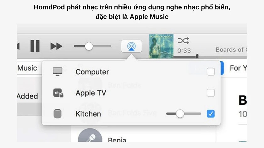 Chơi nhạc tr&ecirc;n nhi&ecirc;̀u ứng dụng iOS, Mac hoặc iTunes