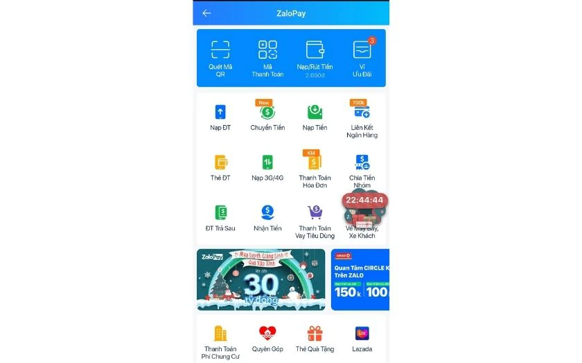 Đăng k&yacute; ZaloPay th&ocirc;ng qua ứng dụng Zalo
