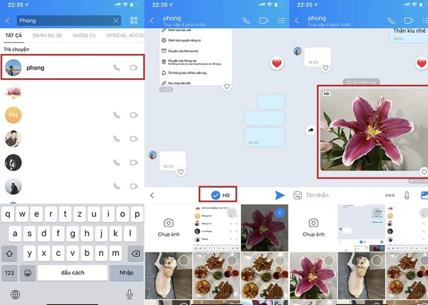 Gửi ảnh chất lượng cao qua ứng dụng Zalo