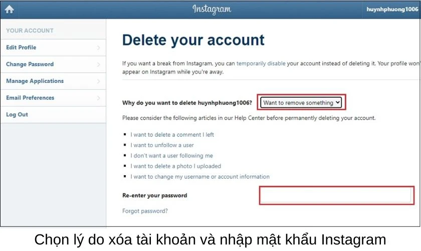C&aacute;ch x&oacute;a vĩnh viễn t&agrave;i khoản Instagram