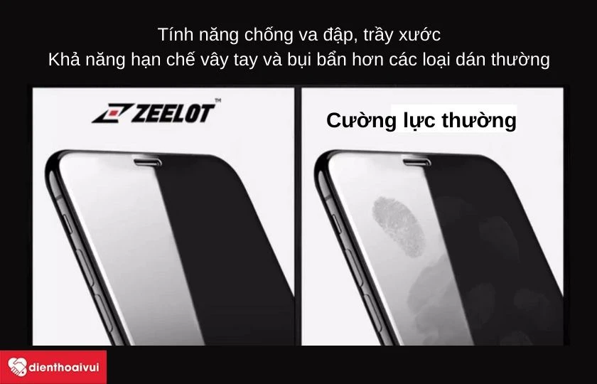D&aacute;n cường lực iPhone 13 Zeelot (chống nh&igrave;n trộm)
