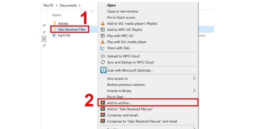 D&ugrave;ng phần mềm WinRAR đặt pass cho folder