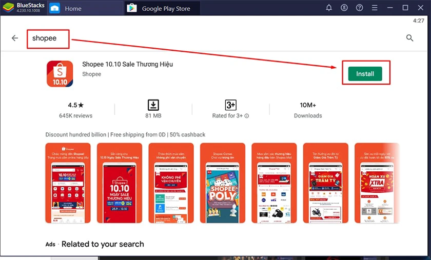 tải ứng dụng để xoá lịch sử mua hàng Shopee