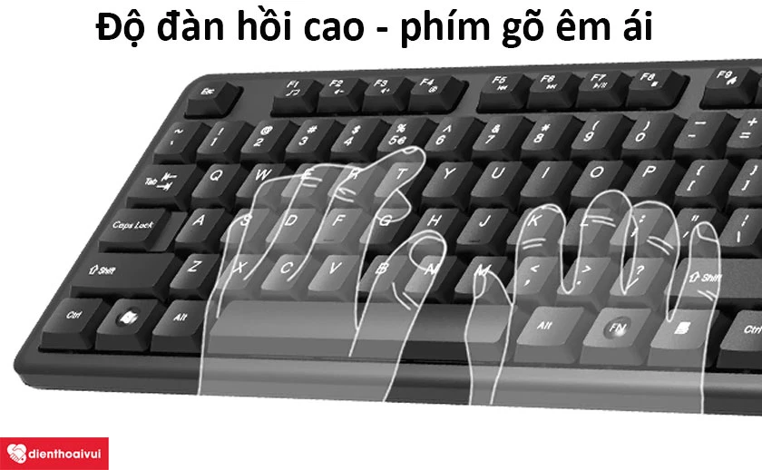 Độ đ&agrave;n hồi cao, ph&iacute;m g&otilde; &ecirc;m &aacute;i v&agrave; sử dụng cổng USB dễ d&agrave;ng kết nối