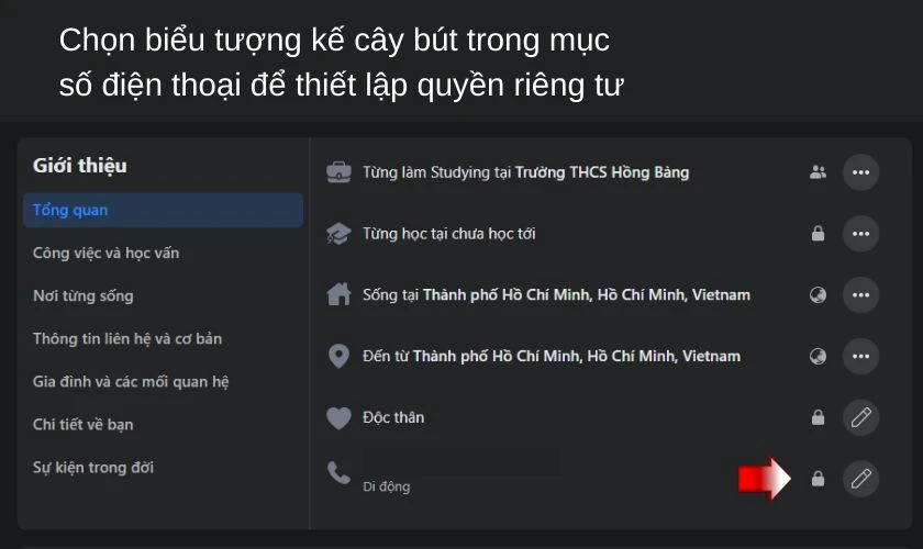 Ẩn th&ocirc;ng tin c&aacute; nh&acirc;n ở mục Tổng quan trong Thiết lập quyền ri&ecirc;ng tư
