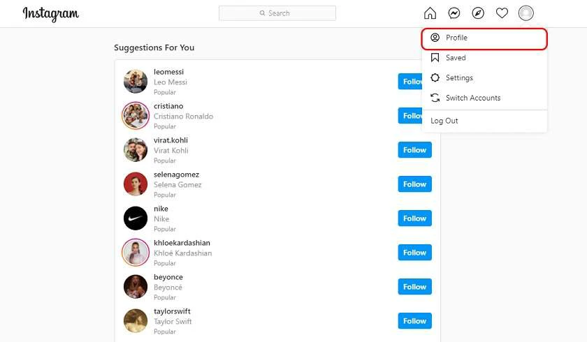 Cách khóa Instagram bằng máy tính