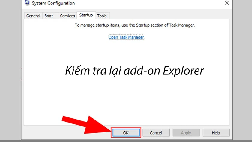 Kiểm tra add-on Explorer xem có bị lỗi hay không