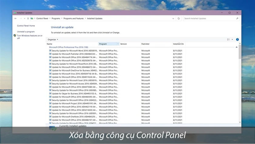 xóa 2 file Update for Microsoft và Security for Microsoft