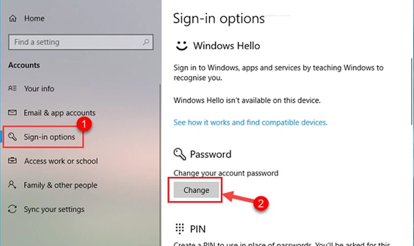 Sử dụng Local Account để x&oacute;a mật khẩu