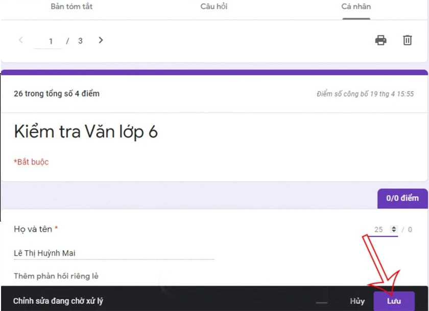 Hướng dẫn chấm điểm tr&ecirc;n Google biểu mẫu nhanh
