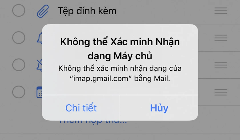 kh&ocirc;ng thể x&aacute;c minh nhận dạng m&aacute;y chủ