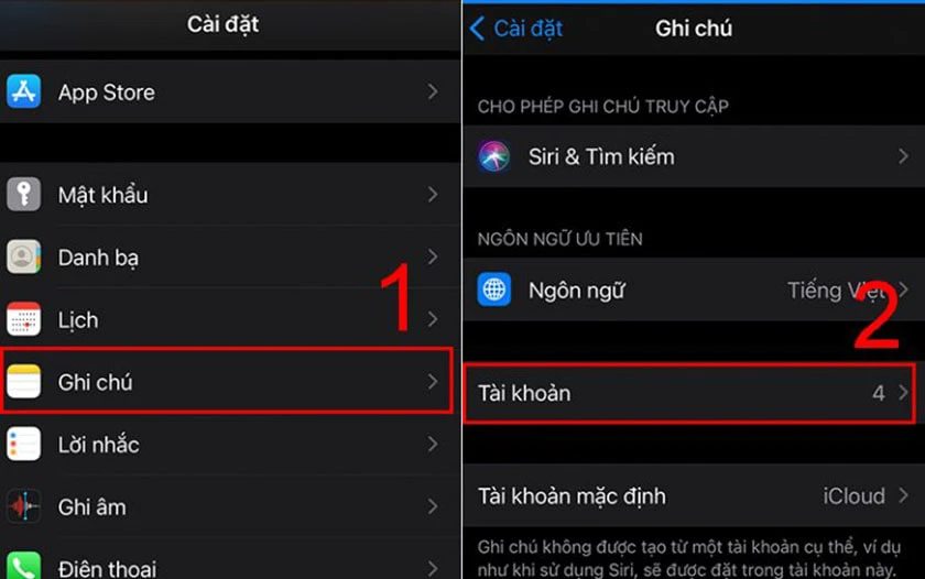 Truy cập mục Cài đặt