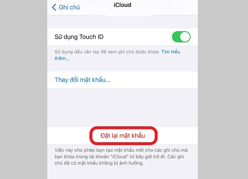 Mở khóa ghi chú khi quên mật khẩu