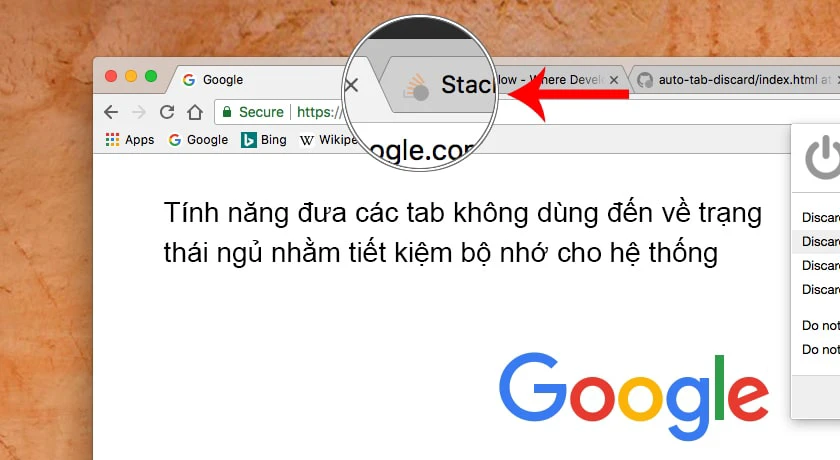 Automatic tab discarding