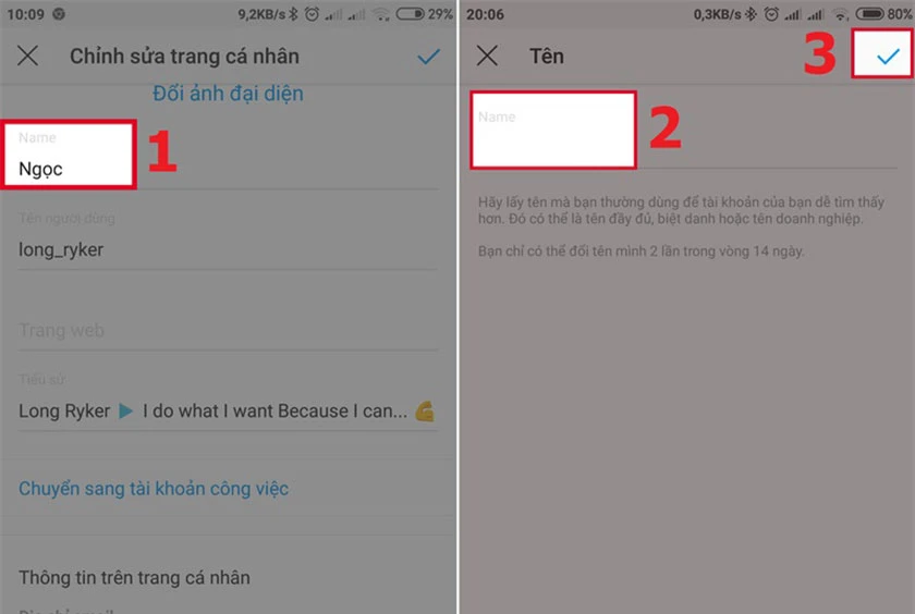 c&aacute;ch đổi t&ecirc;n instagram tr&ecirc;n điện thoại