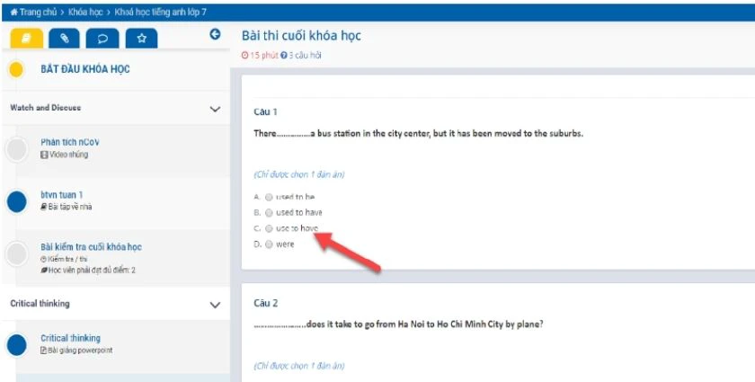 ài kiểm tra > Tham gia thi
