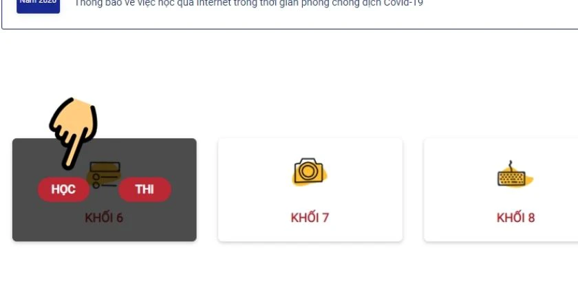 chọn khối lớp mà bản thân đang học