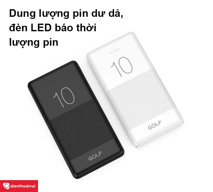 Pin sạc dự ph&ograve;ng Golf Candy 10.000 mAh G80