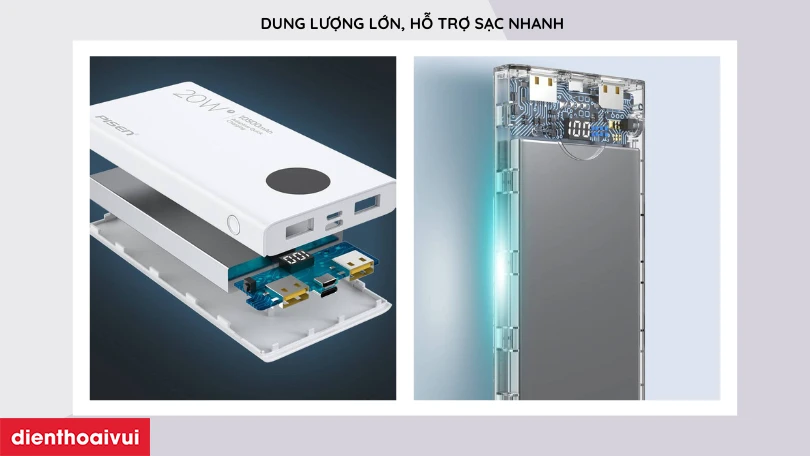 Sạc dự ph&ograve;ng PISEN Quick 10500mAh(LED) - Ultra