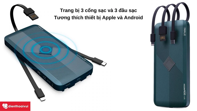 Pin sạc dự phòng iWALK 6 in 1 12.000 mAh (UBA12000P)