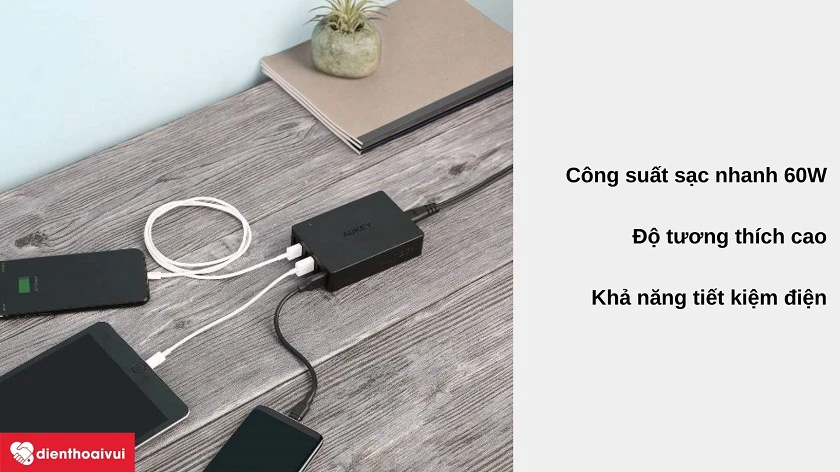C&ocirc;ng su&acirc;́t 60W với c&ocirc;ng ngh&ecirc;̣ sạc b&ecirc;̀n vững