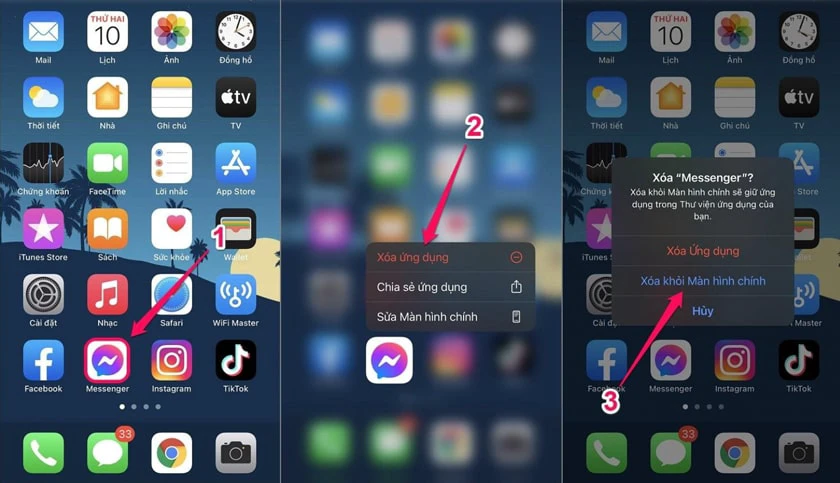 C&aacute;ch ứng dụng khỏi m&agrave;n h&igrave;nh ch&iacute;nh điện thoại iPhone