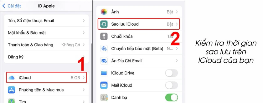 khôi phục tin nhắn - Sử dụng iCloud