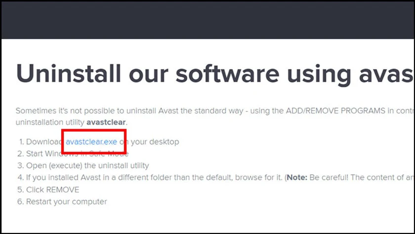 Cách gỡ Avast Free Antivirus bằng phần mềm Avast Clear