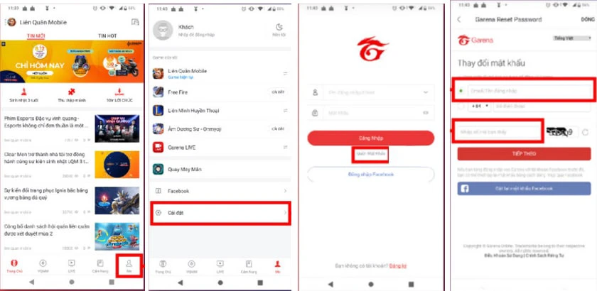 c&aacute;ch thay đổi mật khẩu li&ecirc;n qu&acirc;n garena bằng điện thoại