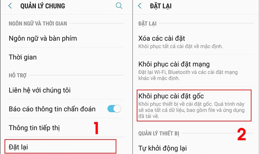 Kh&ocirc;i phục lại cài đặt g&ocirc;́c sửa ch play bị lỗi kh&ocirc;ng tải được ứng dụng