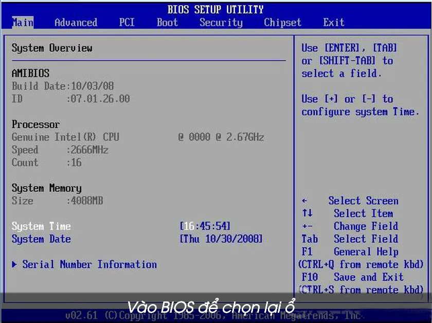 Chọn lại ổ BIOS/UEFI