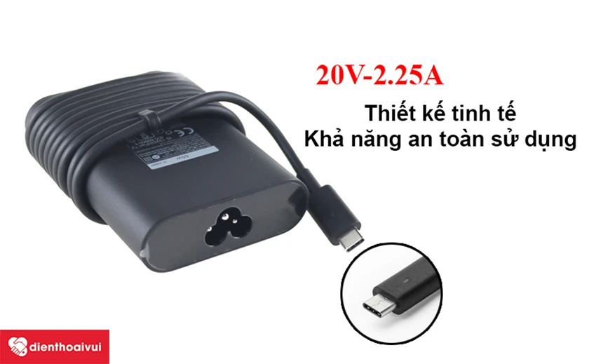 Sạc Dell Type C (USB-C) 19.5V 20V - 2.25A hình oval