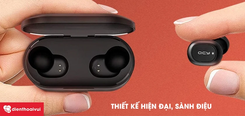 Tai nghe kh&ocirc;ng d&acirc;y QCY T2C: Thiết kế hiện đại, s&agrave;nh điệu