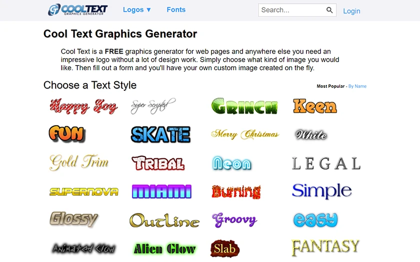 Website tạo logo trực tuyến Cooltext.Com