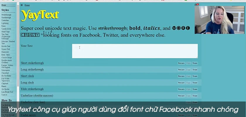 Đổi font chữ Facebook với Yaytext
