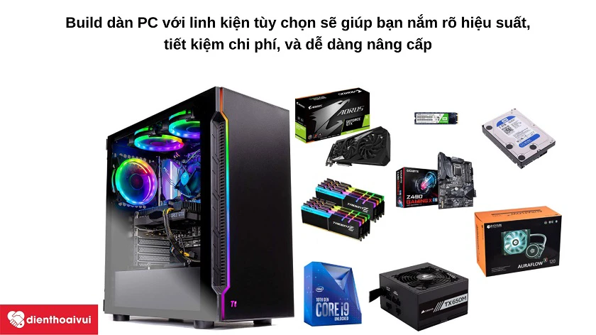 build PC - x&acirc;y dựng cấu h&igrave;nh m&aacute;y t&iacute;nh lắp ráp thùng PC - với các linh ki&ecirc;̣n đi&ecirc;̣n tử tùy ý