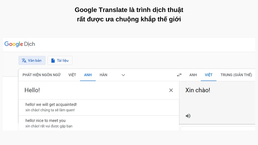Phần mềm dịch tiếng Anh sang tiếng Việt - Google Translate