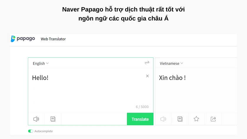 phần mềm dịch tiếng Anh sang tiếng Việt Naver Papago