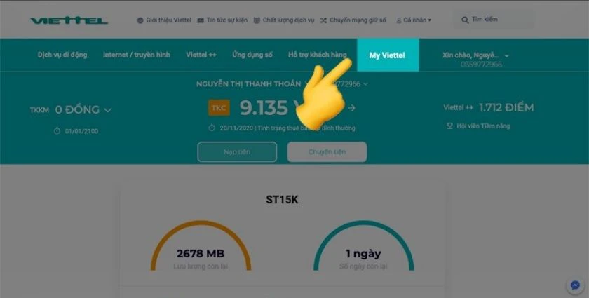 Đăng nhập My Viettel tr&ecirc;n m&aacute;y t&iacute;nh:
