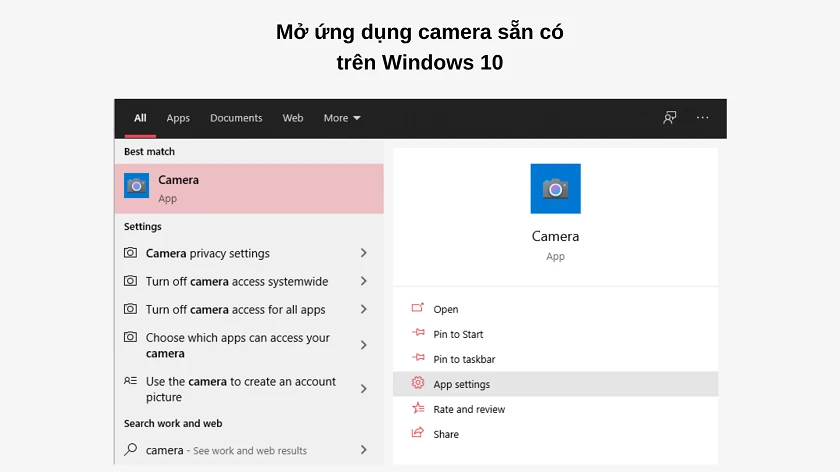 Check camera laptop, máy tính Windows 10