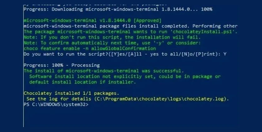 C&agrave;i đặt window terminal bằng Chocolatey