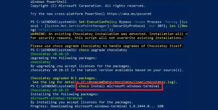 C&agrave;i đặt window terminal bằng Chocolatey