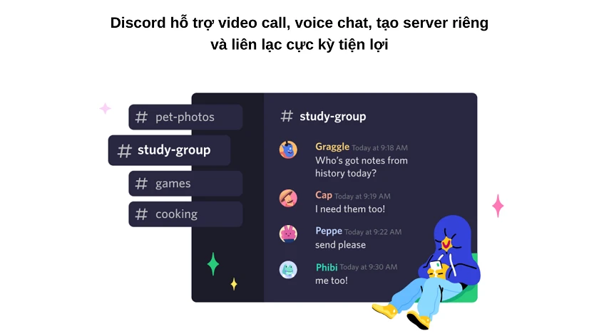 Sử dụng ứng dụng Discord để video call, voice chat,...