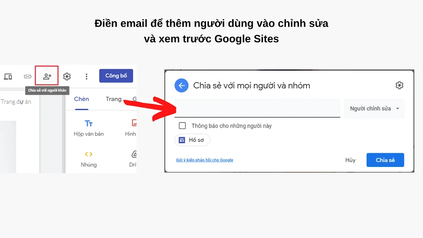 Mời người khác tham gia chỉnh sửa trang web
