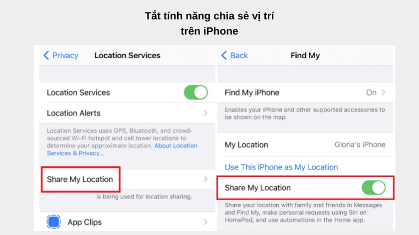 Cách tắt tính năng chia sẻ vị trí cụ th&ecirc;̉