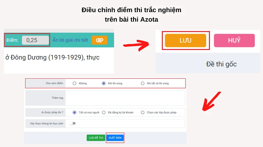 Hướng d&acirc;̃n ch&acirc;́m bài tr&ecirc;n Azota