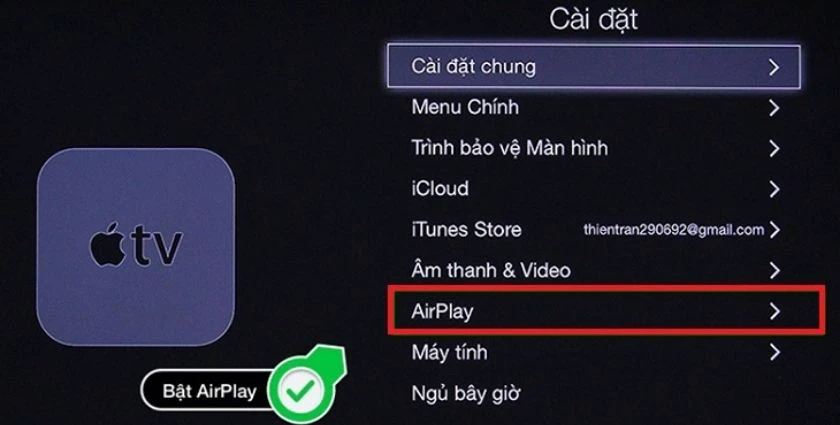 Phản chiếu màn hình iPhone lên tivi