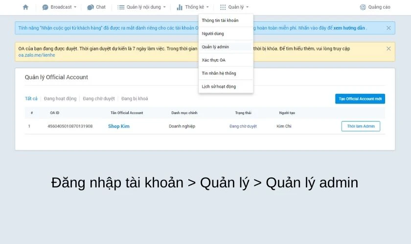 C&aacute;ch th&ecirc;m admin t&agrave;i khoản Zalo