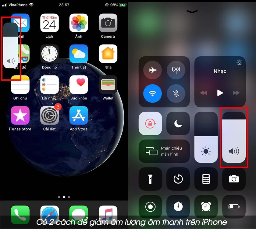 Giảm &acirc;m lượng thủ c&ocirc;ng tr&ecirc;n iPhone