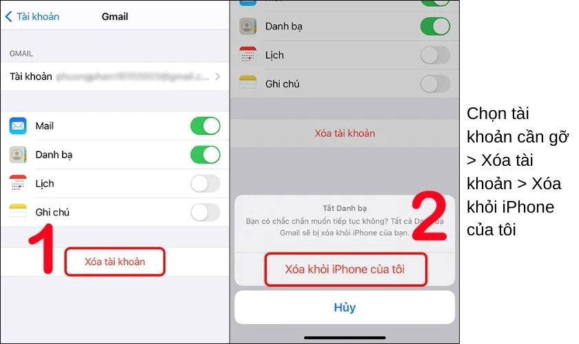 Chọn x&oacute;a khỏi iPhone